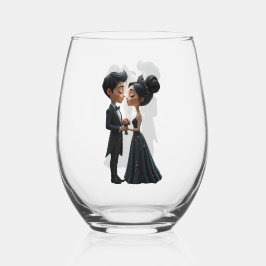 Vaso De Vino Moonlit Vows – A Cute Gothic Wedding Moment. 