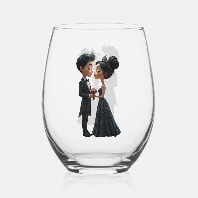 Vaso De Vino Moonlit Vows – A Cute Gothic Wedding Moment.  (Anverso)