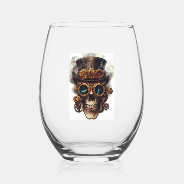 Vaso De Vino Motor de cráneo steampunk (Anverso)