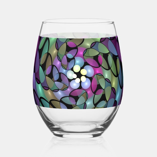 Vaso De Vino Movimientos coloridos Resumen Arte Fractal Trippy (Anverso)