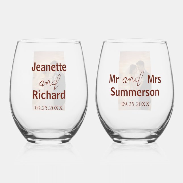 Vaso De Vino Mr and Mrs Sunset Beach Romantic Wedding  (Reverso )