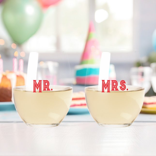 Vaso De Vino  Mr. & Mrs. Stemless Wine Glasses (Insitu (Cumpleaños))
