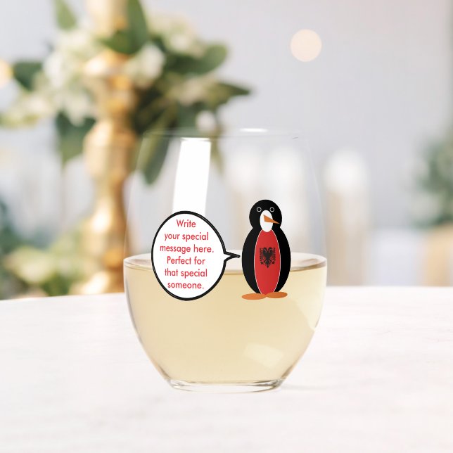 Vaso De Vino Ms. Penguin personalizada Albania (Insitu (Boda))