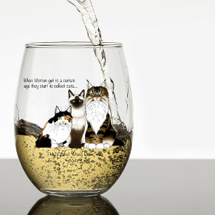 Vaso De Vino Muchas Patitas Humor de Señora Gata Menopausia Div