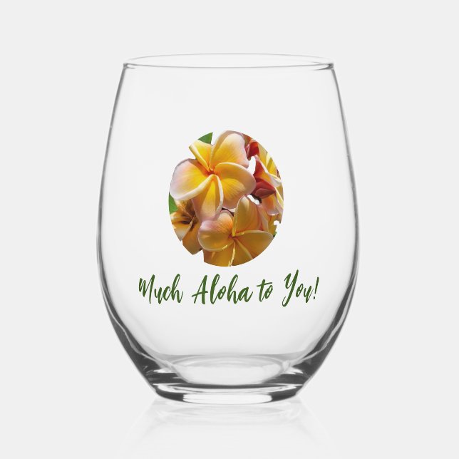 Vaso De Vino Mucho Aloha Para Ti Vidrio Sin Estúpido (Anverso)