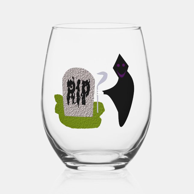 Vaso De Vino Muerte en el Cementerio de Halloween (Anverso)