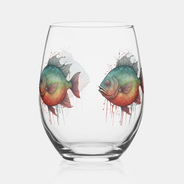 Vaso De Vino Mug - Watercolor Series: Piranha (Anverso)