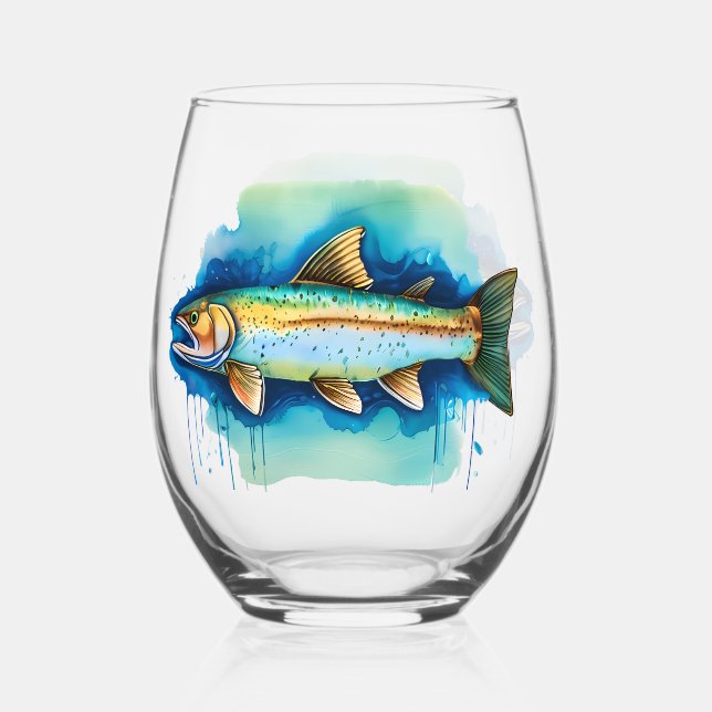 Vaso De Vino Mug - Watercolor Series: Trout/Salmon (Anverso)
