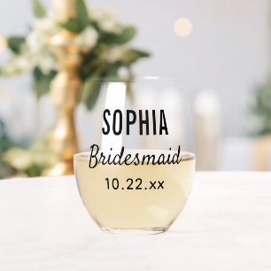 Vaso De Vino Mujer de honor Elegante Moderno de Typografía Favo