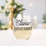 Vaso De Vino Mujer de honor o dama de honor minimalista<br><div class="desc">Para que sus damas de honor,  sirvientes u otros miembros de su fiesta nupcial celebren en su ducha nupcial,  fiesta de soltera,  cena de ensayo,  recepción de bodas y otros eventos bodas. Personaliza con su nombre.</div>