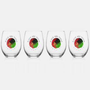 Vaso De Vino Mujer niña negra panafricana orgullo afro verde ro