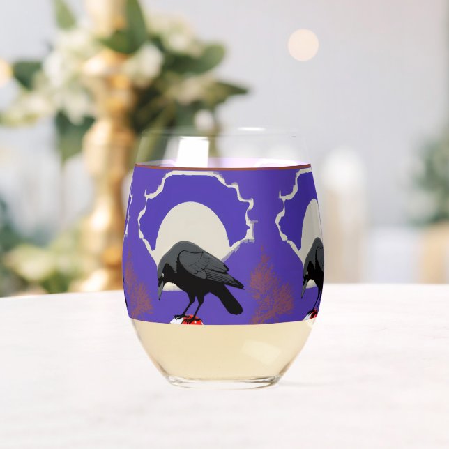 Vaso De Vino 🥂 Mystical Raven Stemless Wine Glass (Insitu (Boda))