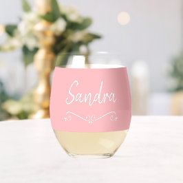 Vaso De Vino Nacimiento de nombre blanco rosado 4Juego de produ