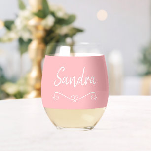 Vaso De Vino Nacimiento de nombre blanco rosado 4Juego de produ