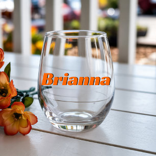 Vaso De Vino Naranja Atardecer 3D Nombre Moderno Elegante 