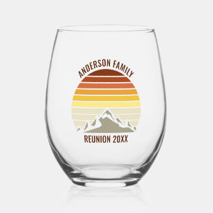 Vaso De Vino Naranja Sunset Mountain Retro Fiesta de Reunión Fa