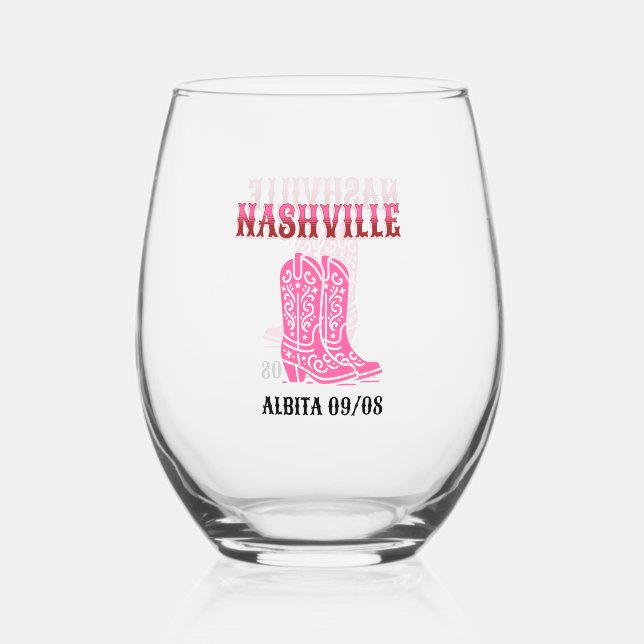 Vaso De Vino nashville bachelorette boho  pink cowboy boots (Reverso )