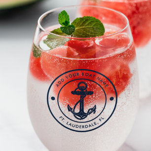 Vaso De Vino Nautical Anchor Bote Nombre Equipo de Patinaje Per