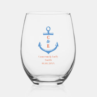 Vaso De Vino Nautical Anchor Monogrammed Paddle