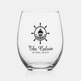 Vaso De Vino Nautical Boat Name