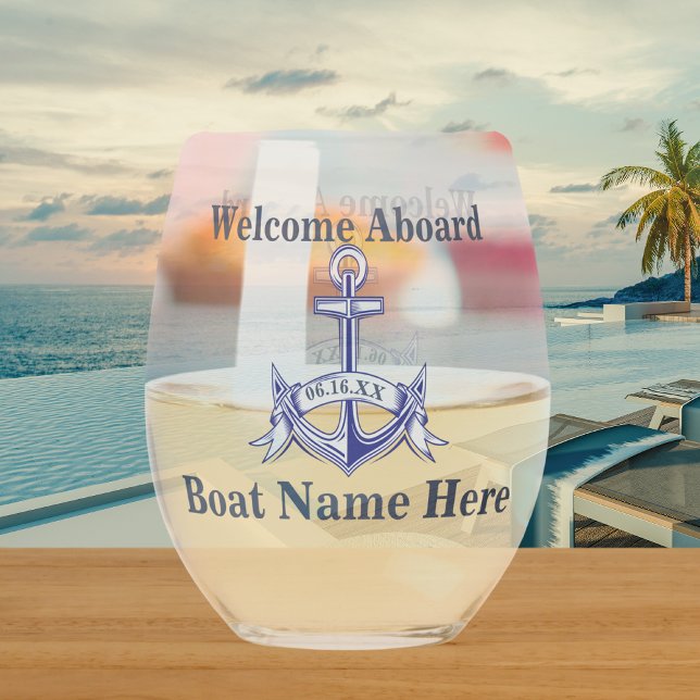 Vaso De Vino Nautical Nautical Nombre Anchor Naval Azul (Subido por el creador)