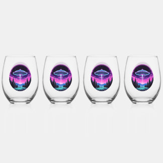 Vaso De Vino Nave Espacial Alienígena Retro Futurista