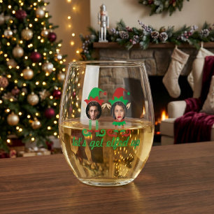 Vaso De Vino Navidad Personalizada Vamos a Emborracharnos de Du