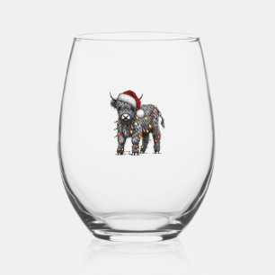 Vaso De Vino Navidades Cuidados Encenden Bovino de la Highland 