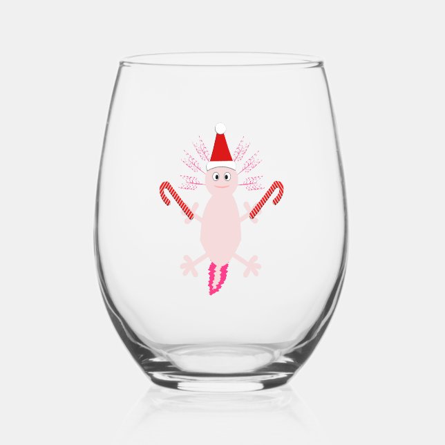 Vaso De Vino Navidades de Cute Axolotl (Anverso)