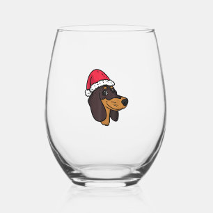 Vaso De Vino Navidades de Dachshund Weiner Dog Santa