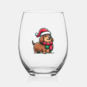 Vaso De Vino Navidades de la elegancia de Dachshund Anticipatio