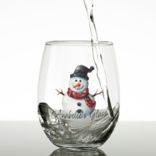 Vaso De Vino Navidades de nombres de Snowman personalizados