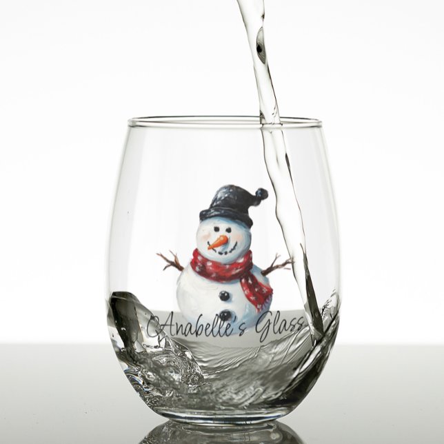Vaso De Vino Navidades de nombres de Snowman personalizados (Subido por el creador)