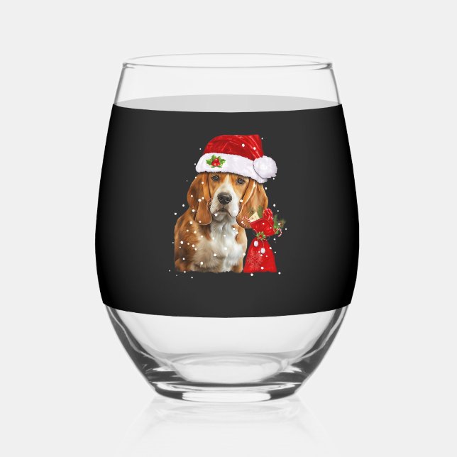 Vaso De Vino Navidades De Perro Beagle En Navidades De Camisas  (Anverso)