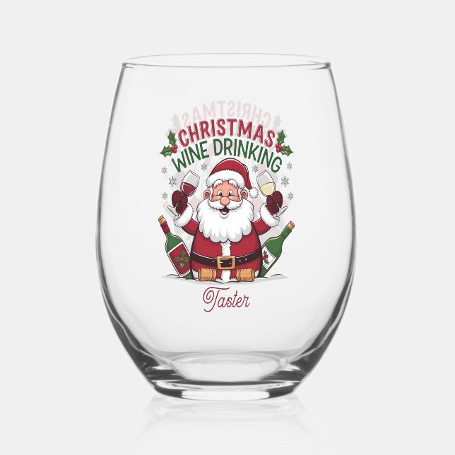 Vaso De Vino Navidades divertidos probadores de beber fiesta (Anverso)