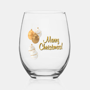 Vaso De Vino Navidades dorados y blancos Bolas Personalizado Te