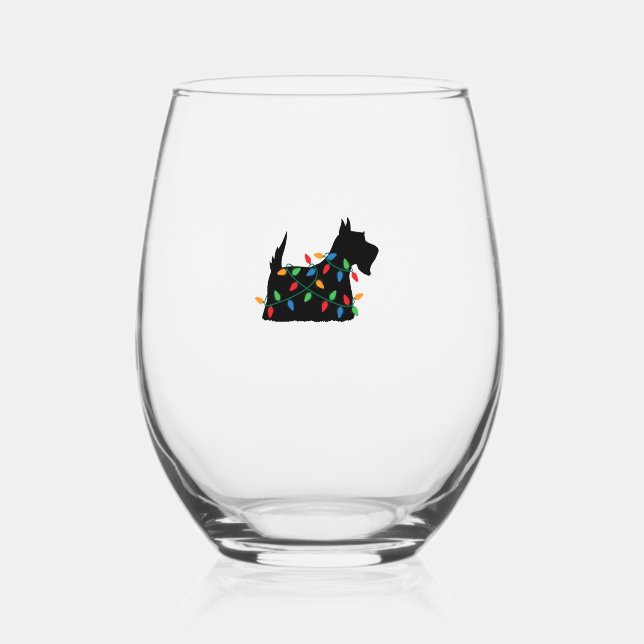 Vaso De Vino Navidades escoceses de perro de Escocia atractivos (Anverso)