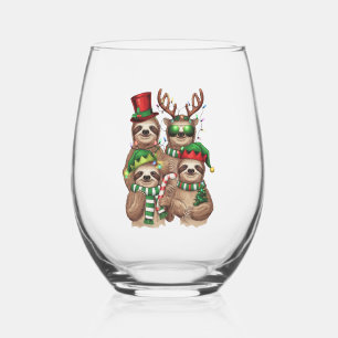 Vaso De Vino Navidades eslovacos Merry Slothmas Sloth Lover Reg
