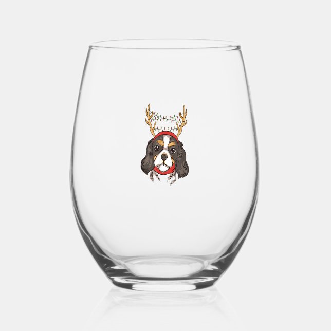Vaso De Vino Navidades Mascotas Cavalier King Charles Spaniel (Anverso)