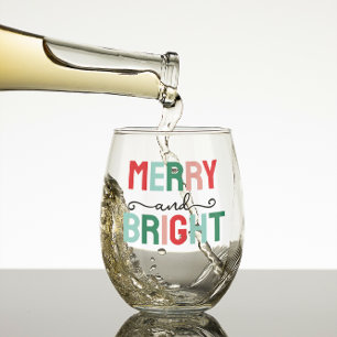 Vaso De Vino Navidades merry y brillantes