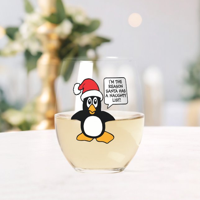Vaso De Vino Navidades Penguin Santa Naughty List (Insitu (Boda))