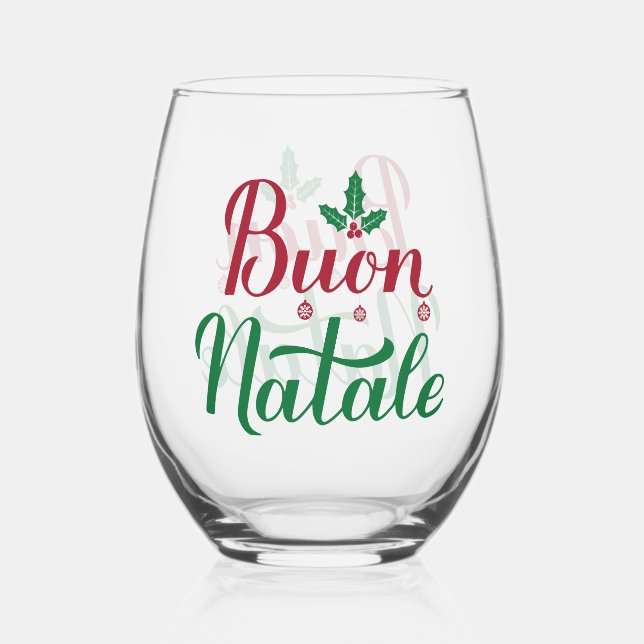 Vaso De Vino Navidades rojos y verdes de Buon Natale (Anverso)