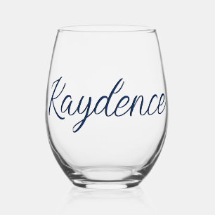Vaso De Vino Navy Indigo 3D Nombre elegante manuscrito