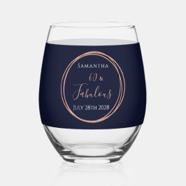 Vaso De Vino Navy Rose Gold 60 and Fabulous Birthday Party