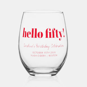 Vaso De Vino Negrita Rojo Moderno Cumpleaños 50 Personalizado