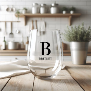 Vaso De Vino Negro monogramado personalizado