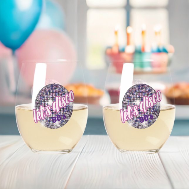 Vaso De Vino Neon Disco Vibes Retro de estilo 90 (Insitu (Baby Shower))