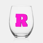 Vaso De Vino Neon Fuchsia Funny Monograma moderno Letra inicial<br><div class="desc">Neon Fuchsia Funny Moderno Gran Monograma Letra Inicial Vino sin Estúmulo</div>