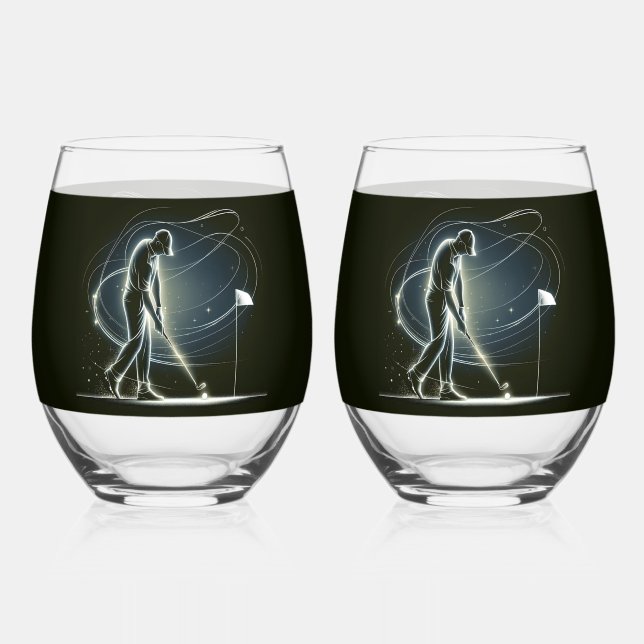 Vaso De Vino Neon Golfer en negro (Anverso)