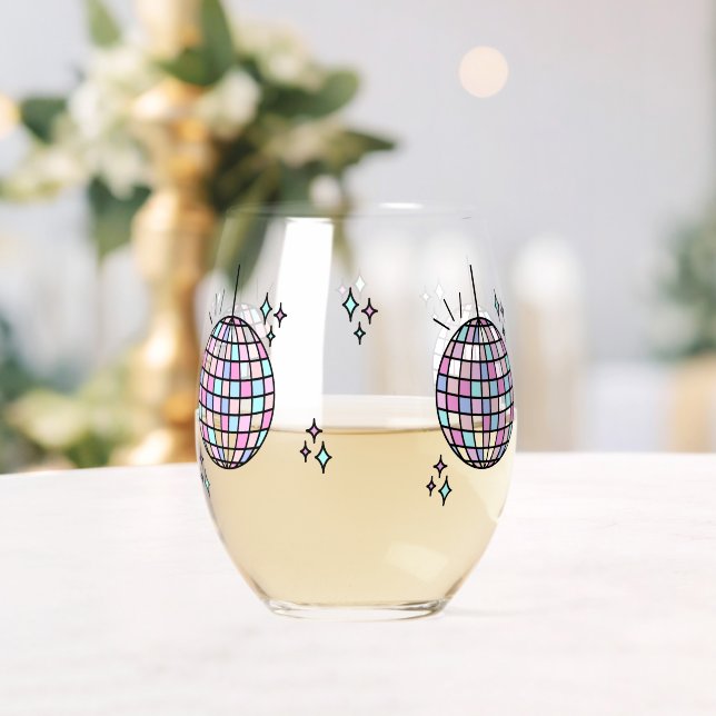 Vaso De Vino Neon Groovy Disco Ball (Insitu (Boda))